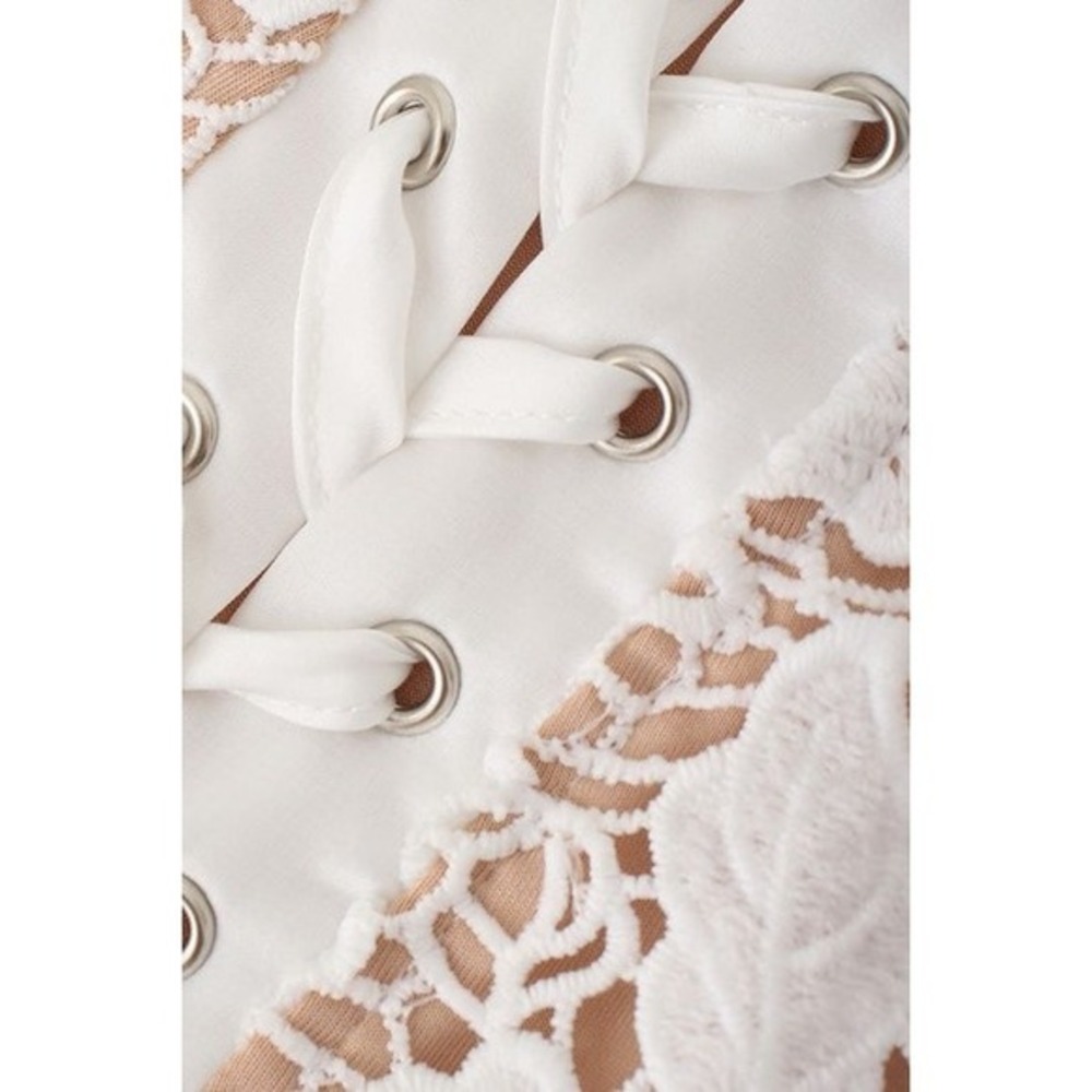 Commense Lace White Maxi Dress Evening Cocktail Party Bridal Wedding Guest Gown - Picture 8 of 8